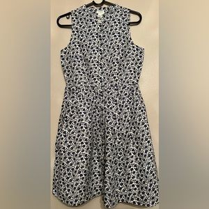 J Crew Blue & White Linen Blend Floral Print Sleeveless Size 2 Excellent !